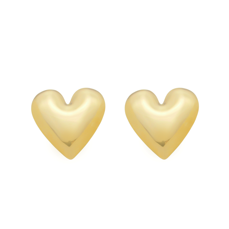 Brinco Dourado de Coração Liso Davyma