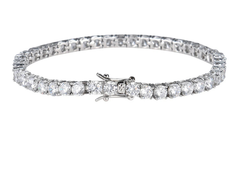 Pulseira de Moissanite 925 Prata Esterlina Banhada 18k Ouro Branco