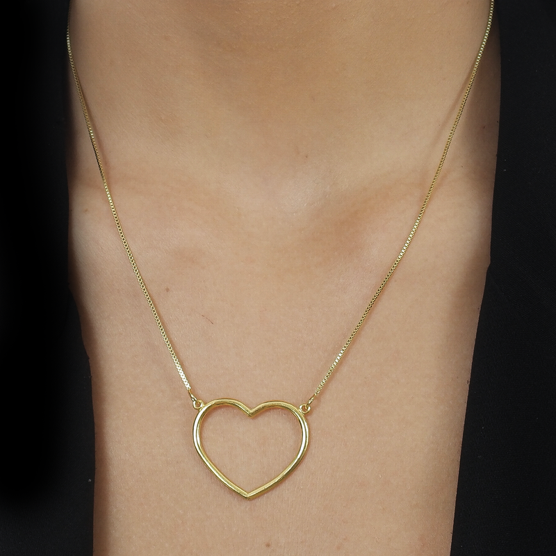 Colar Dourado de Coração Vazado Arco Davyma