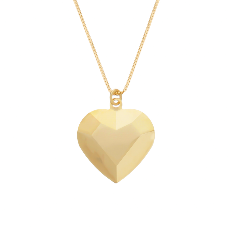 Colar Dourado de Coração Traços Retos Davyma