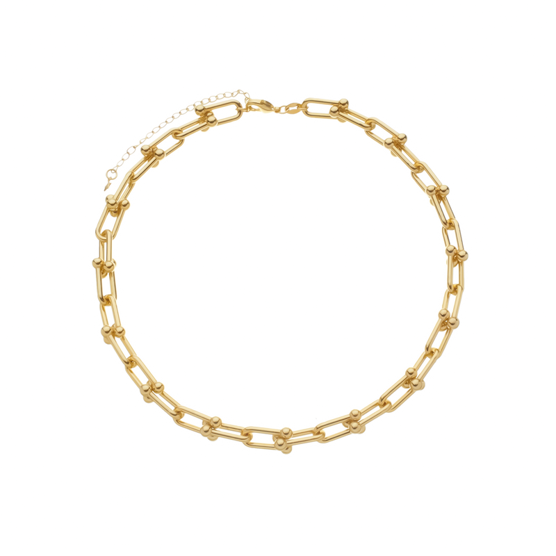 Colar Dourado Chocker Corrente Elos Largos Davyma