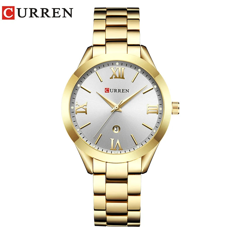 Relógio Feminino CURREN com detalhes elegante e à Prova D'Água