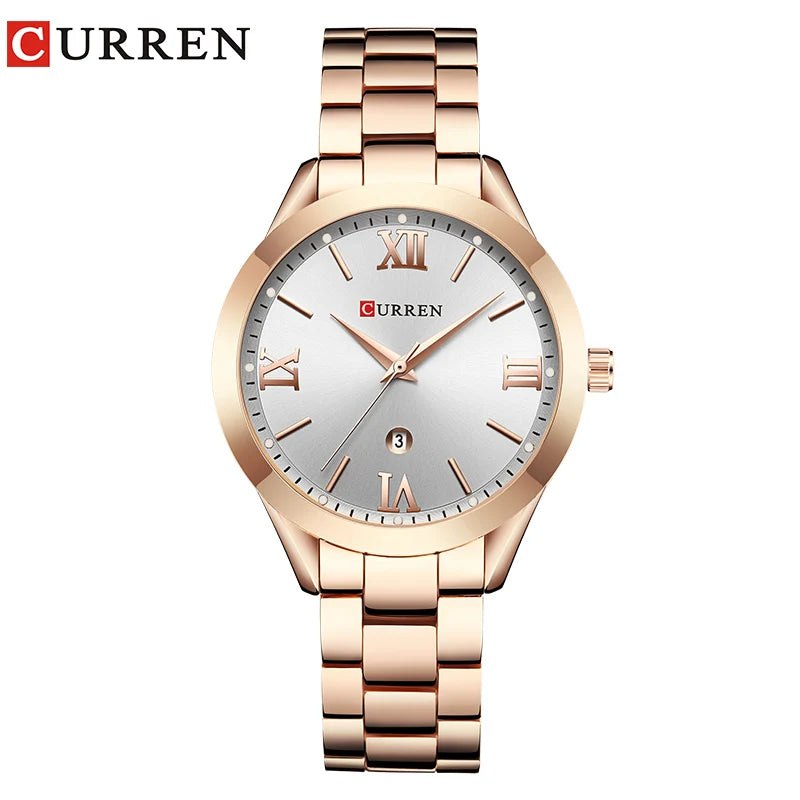 Relógio Feminino CURREN com detalhes elegante e à Prova D'Água