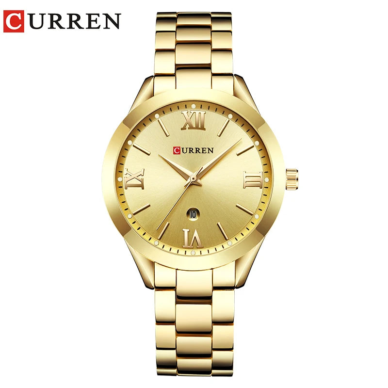 Relógio Feminino CURREN com detalhes elegante e à Prova D'Água