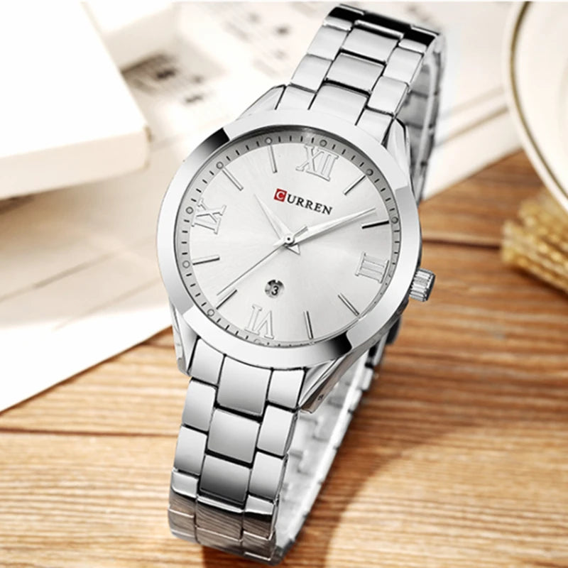 Relógio Feminino CURREN com detalhes elegante e à Prova D'Água