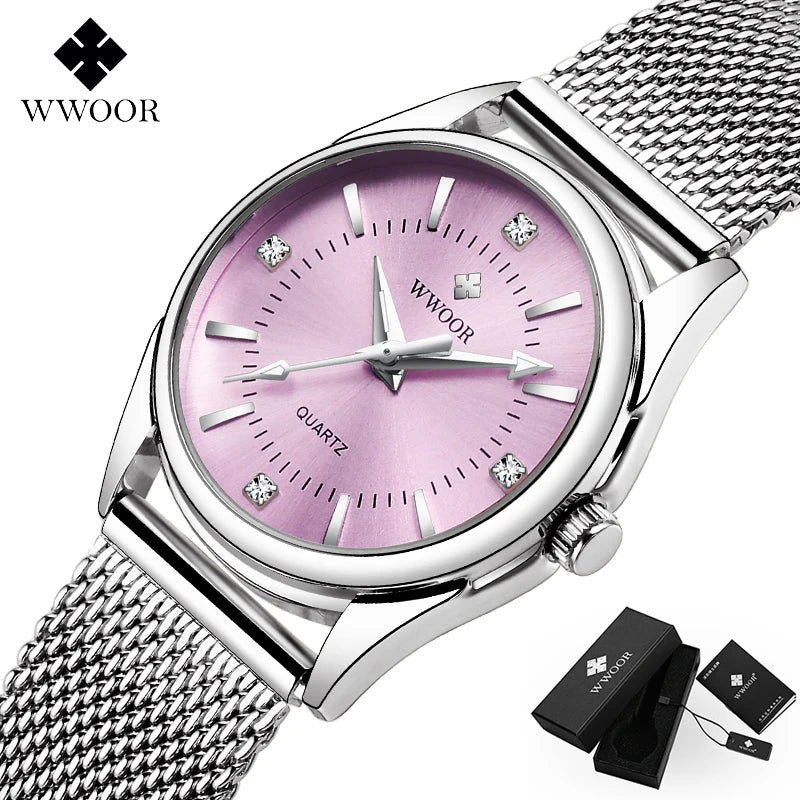 WWOOR Relógio de Luxo Em Ouro Para  Mulheres Elegantes Aurora Belle