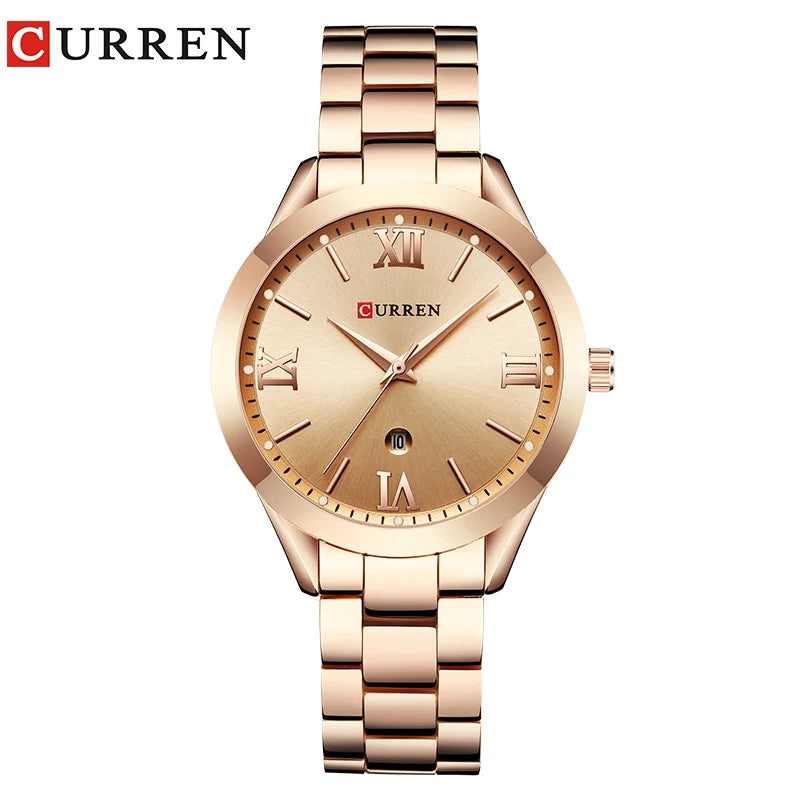 Relógio Feminino CURREN com detalhes elegante e à Prova D'Água
