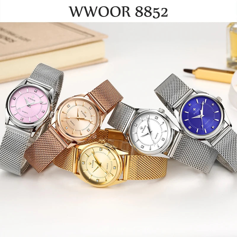 WWOOR Relógio de Luxo Em Ouro Para  Mulheres Elegantes Aurora Belle