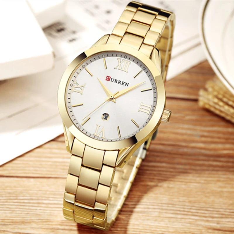 Relógio Feminino CURREN com detalhes elegante e à Prova D'Água