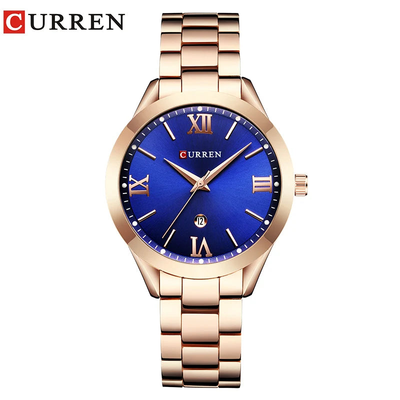 Relógio Feminino CURREN com detalhes elegante e à Prova D'Água