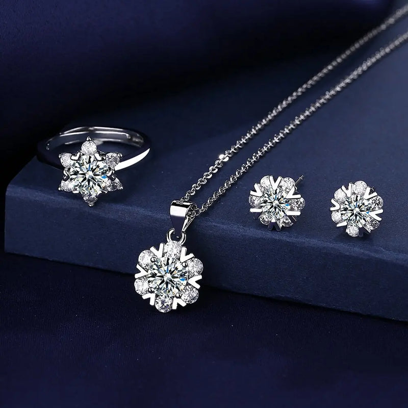 Conjunto De Joias De Diamante Elegância Perene Em Prata Esterlina