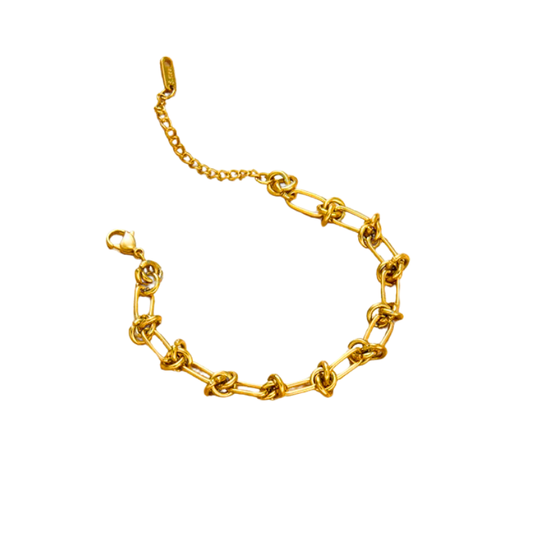 Pulseira entre meio de nó folheado a ouro 18k
