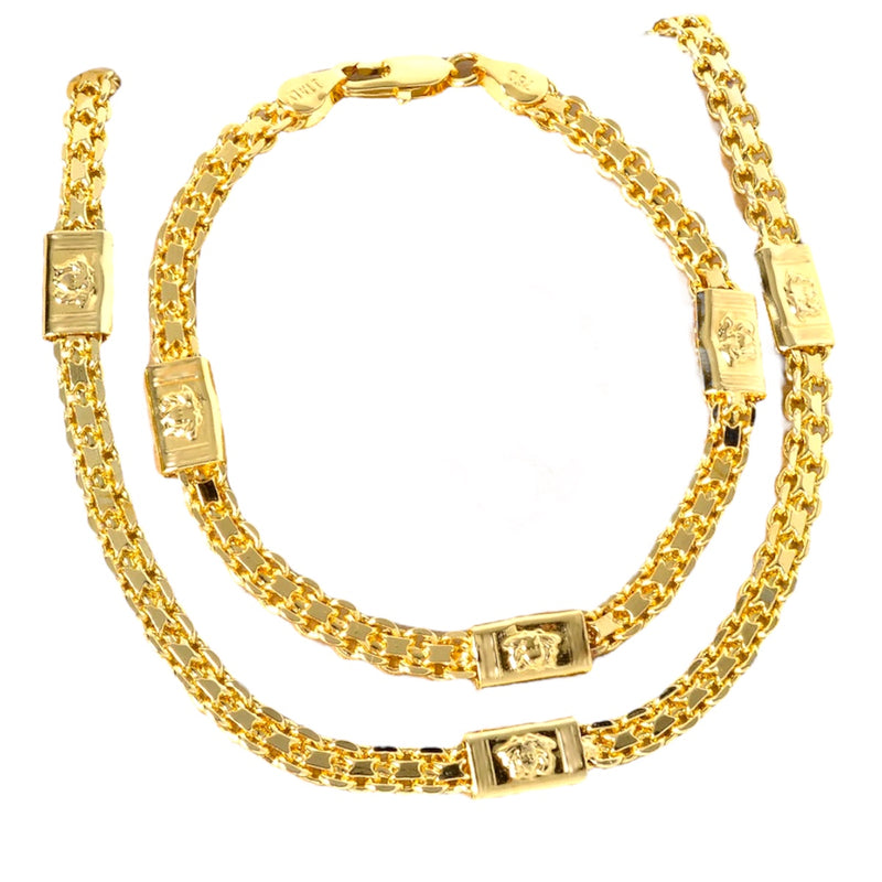 Luxo Dubai 18k Conjuntos de joias banhadas a ouro,  2 peças Conjuntos Colar Pulseira