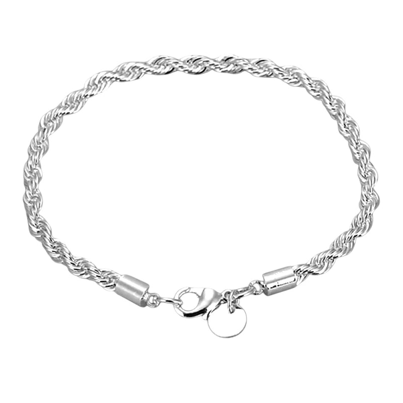 Pulseira de Prata deox 925  Esterlina Unissex 4mm  para Homens Mulheres
