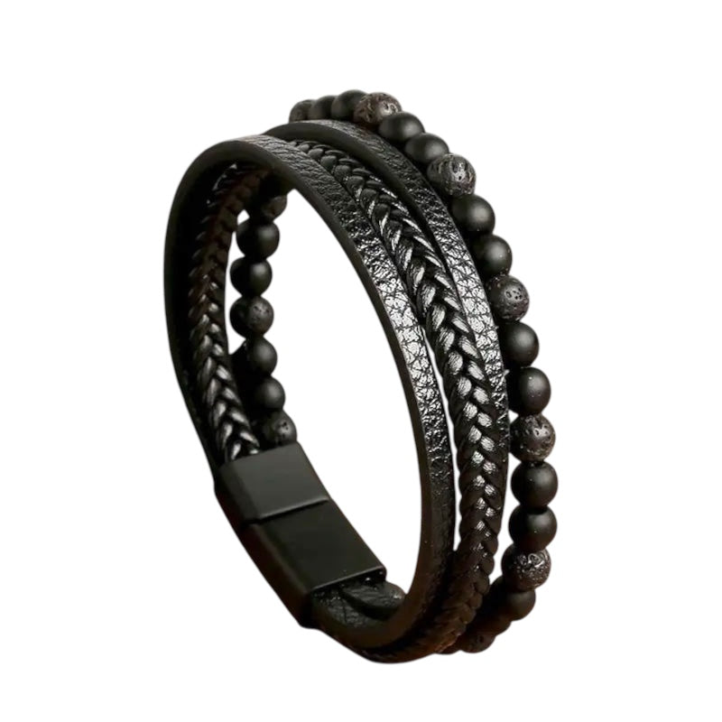 Pulseira De Couro clássica Multicamadas