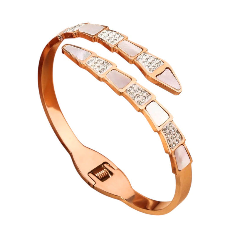 Pulseira De osso De Cobra Aço Inoxidável Aberta