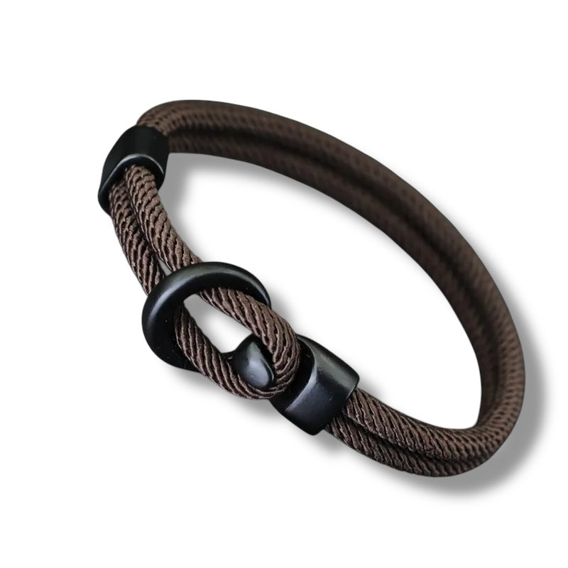 Pulseira de Corda Nobre masculina, camada dupla Com Detalhes Em Couro