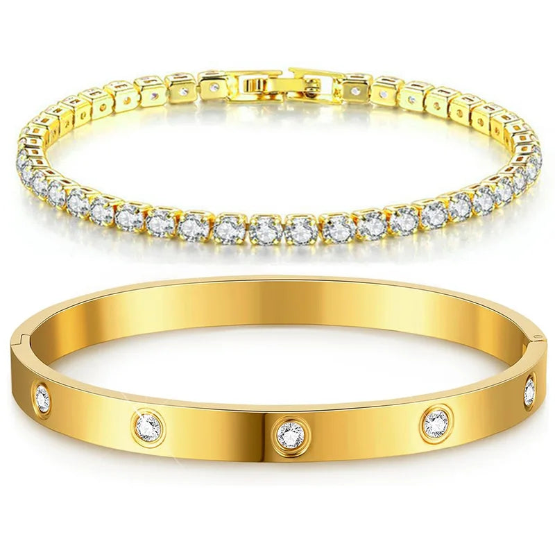 Pulseira Aysha banhado a ouro 14k Pedrarias Brilhantes