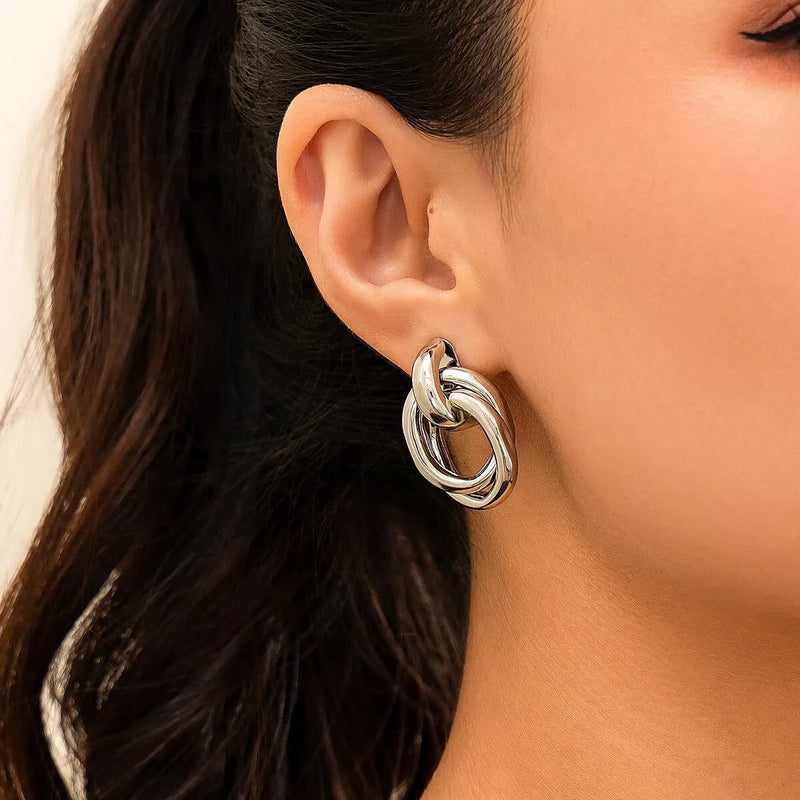 Brinco Circular Glamour Geométrico Irregular Para Mulheres