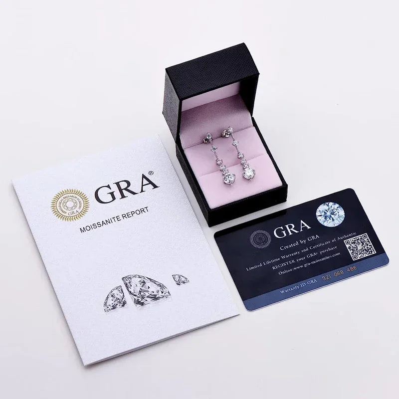 Brincos pendurados de moissanita para mulheres,diamante longo borla brincos gotas 925 prata esterlina