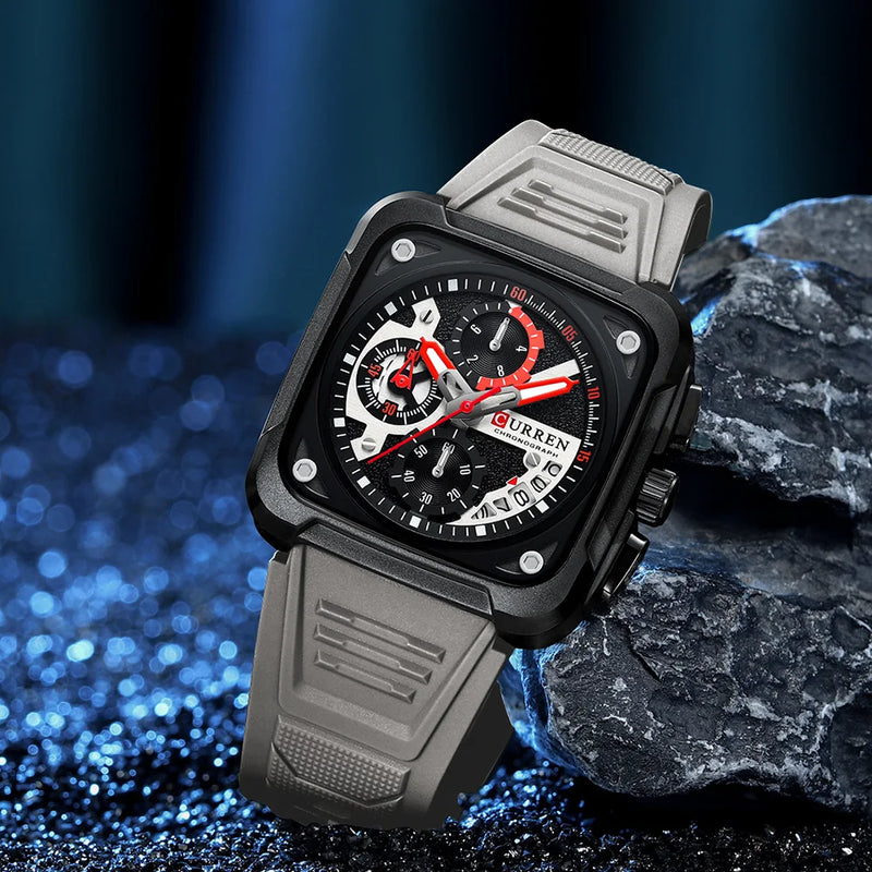 CURREN Marca Relógios Masculinos Luxo Quadrado Quartzo Relógio de Pulso Sienna Prime