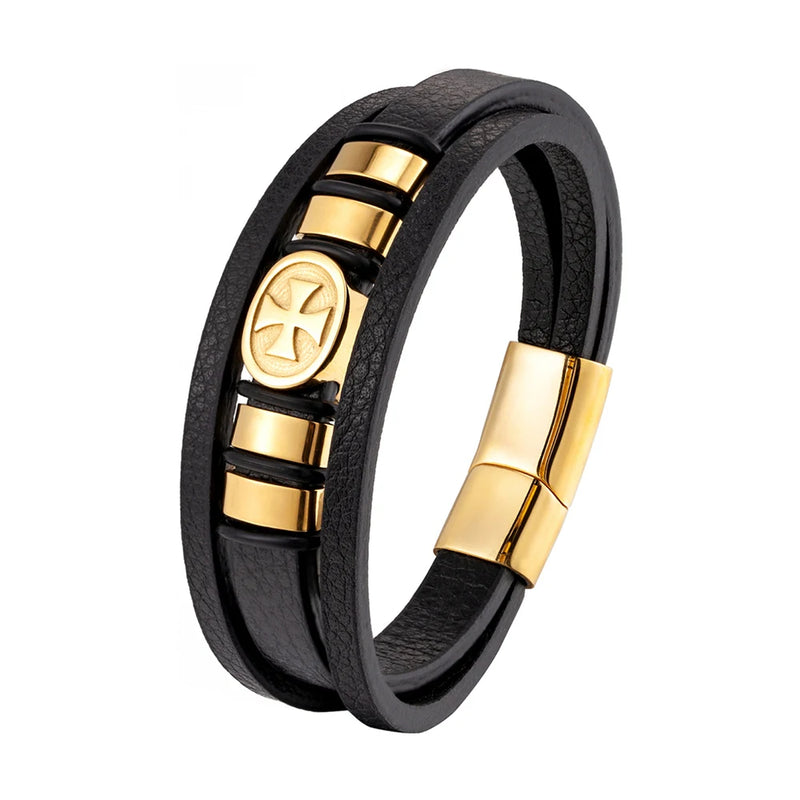 Pulseira De Luxo Moda Masculina Couro