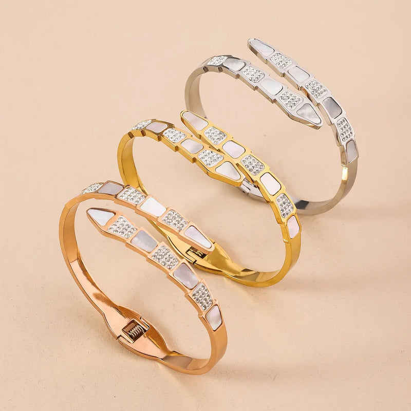 Pulseira De osso De Cobra Aço Inoxidável Aberta