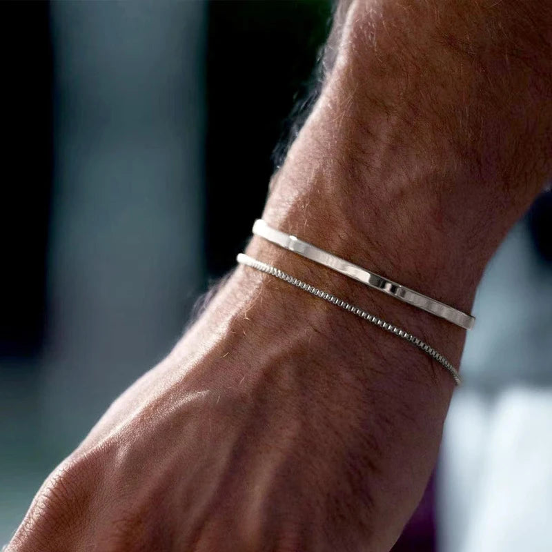 Pulseiras  para homens Deluxe  Ouro 14K/Prata Esterlina 925, Pulseiras Delicadas Com Caixa De Pulseiras E Elos Cubanos