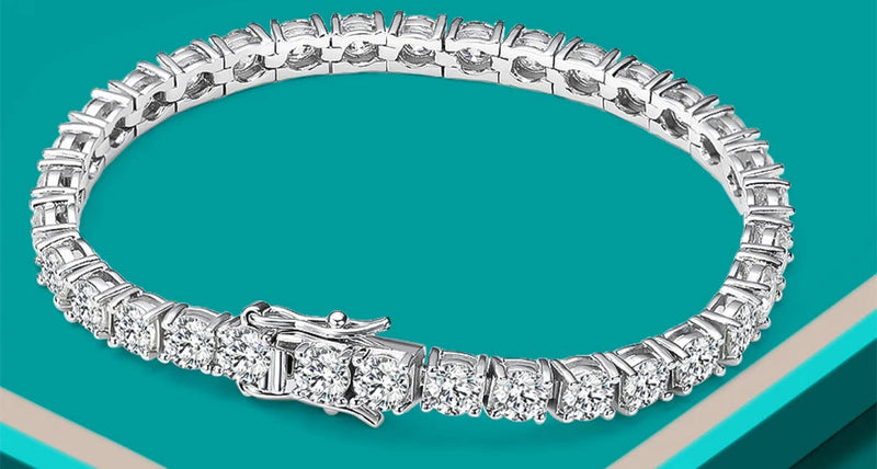 Pulseira de Moissanite 925 Prata Esterlina Banhada 18k Ouro Branco