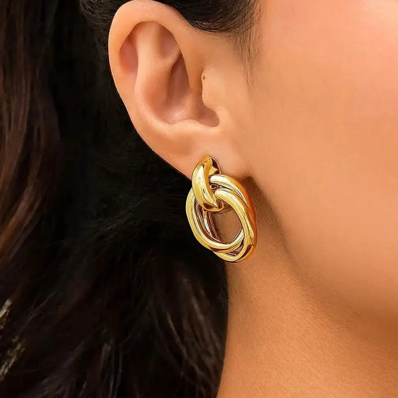 Brinco Circular Glamour Geométrico Irregular Para Mulheres