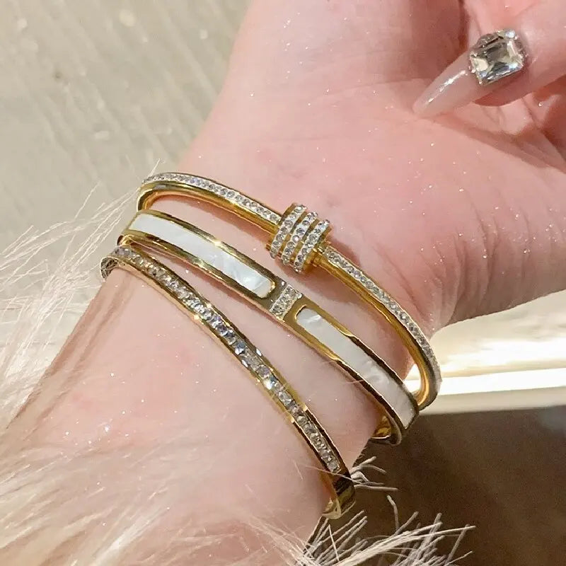 Pulseira Banhada a ouro , Aço titânio