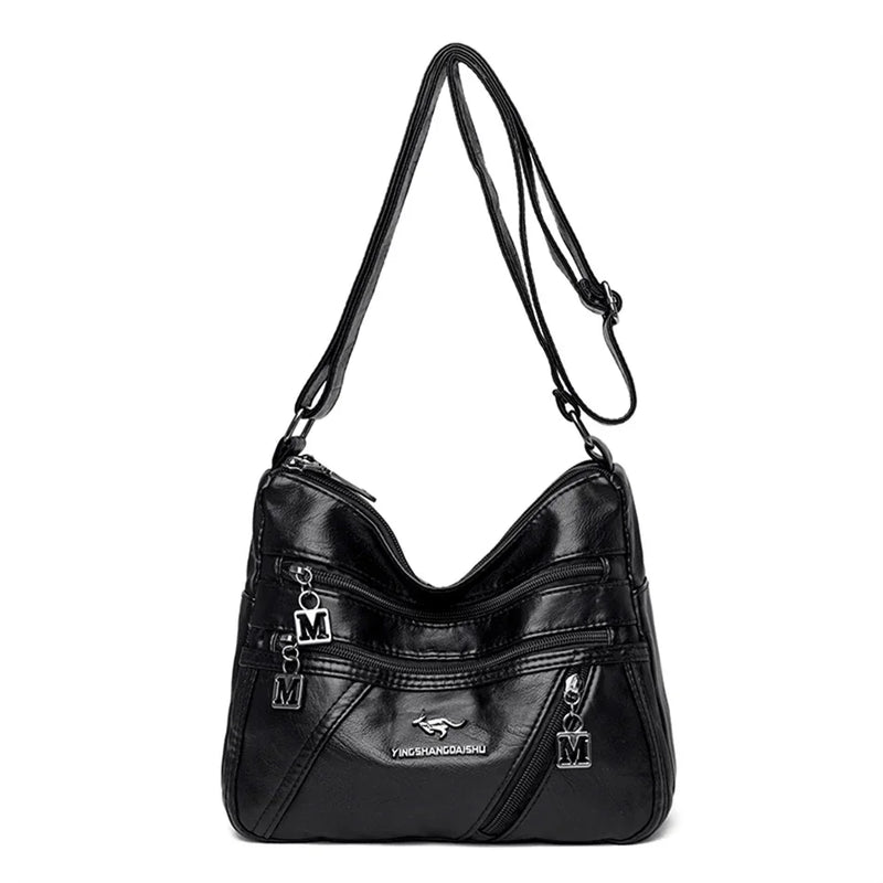 Bolsas de luxo de couro macio de alta qualidade com vários bolsos para mulheres