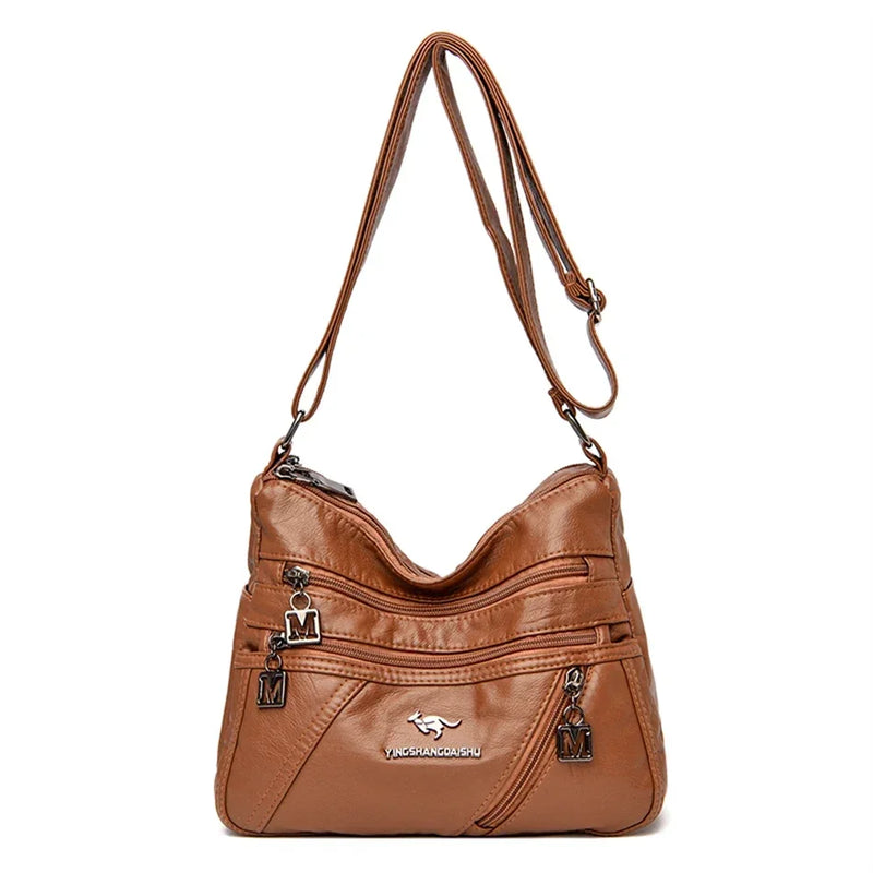 Bolsas de luxo de couro macio de alta qualidade com vários bolsos para mulheres