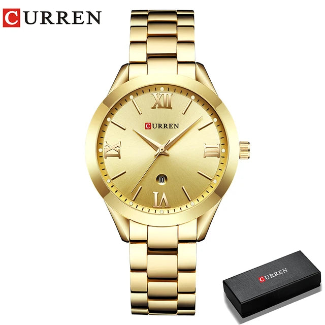 Relógio Feminino CURREN com detalhes elegante e à Prova D'Água