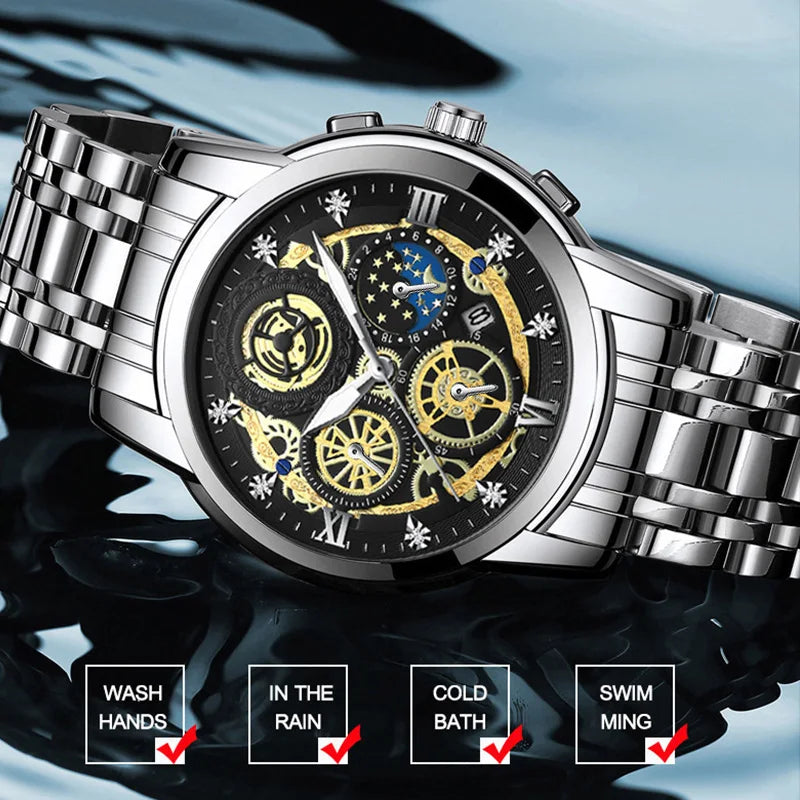 Relógios Masculino Elysium  Pulseira de Aço Inoxidável Mostrador de Luxo Luminoso