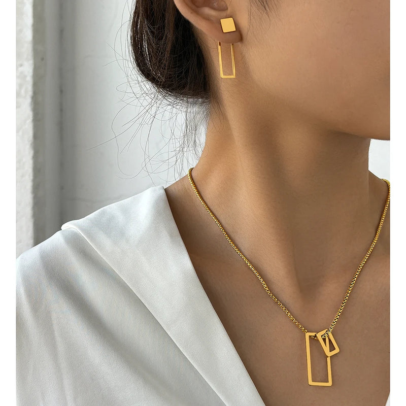 Conjunto De Joias Luz e Elegância,Geometrias Minimalistas