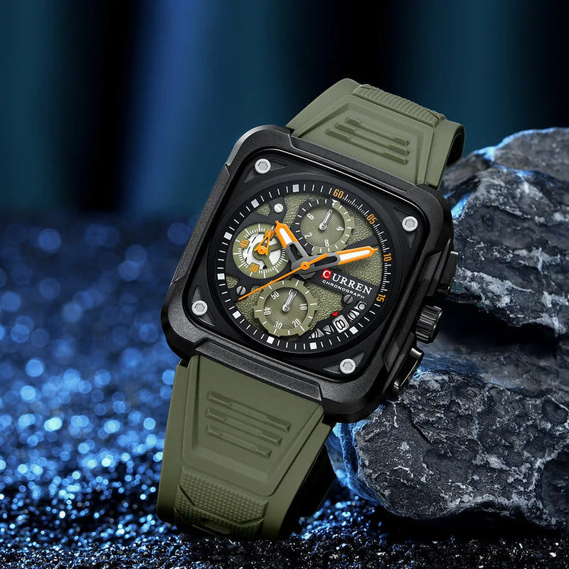 CURREN Marca Relógios Masculinos Luxo Quadrado Quartzo Relógio de Pulso Sienna Prime