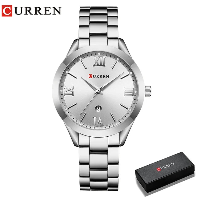 Relógio Feminino CURREN com detalhes elegante e à Prova D'Água