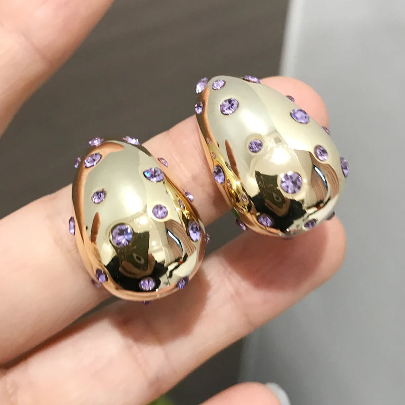 Brincos Luzzy em forma de lágrima à prova d'água 18K banhado elegantes