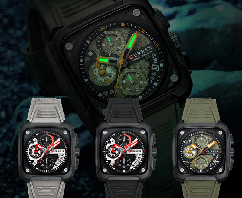 CURREN Marca Relógios Masculinos Luxo Quadrado Quartzo Relógio de Pulso Sienna Prime