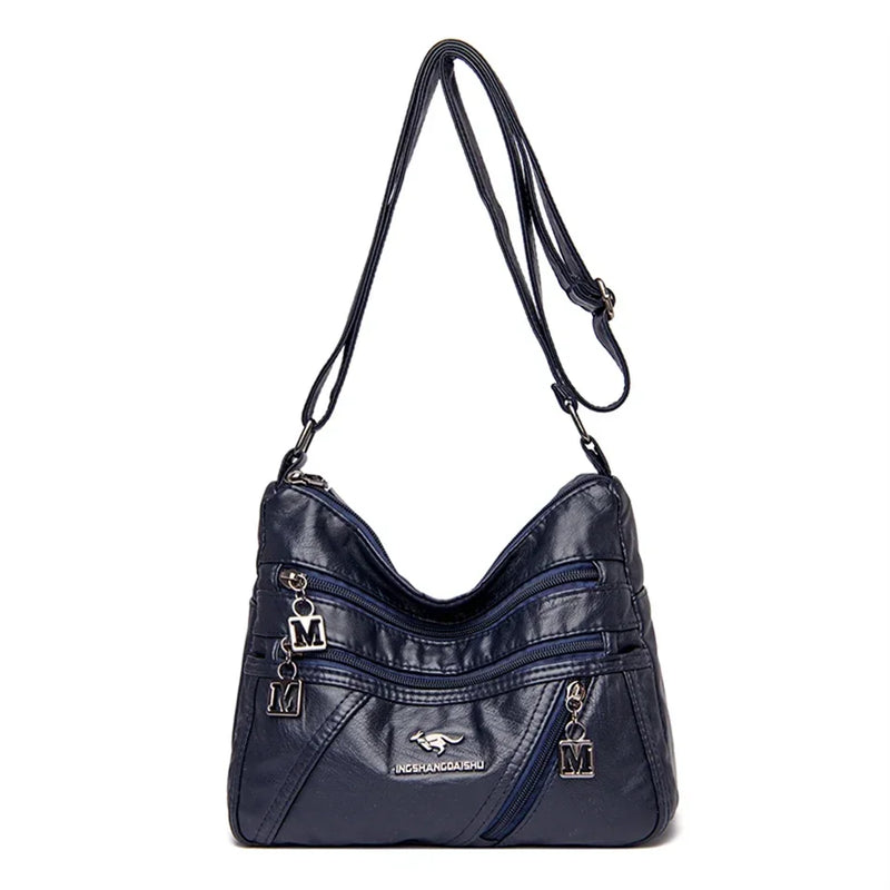 Bolsas de luxo de couro macio de alta qualidade com vários bolsos para mulheres