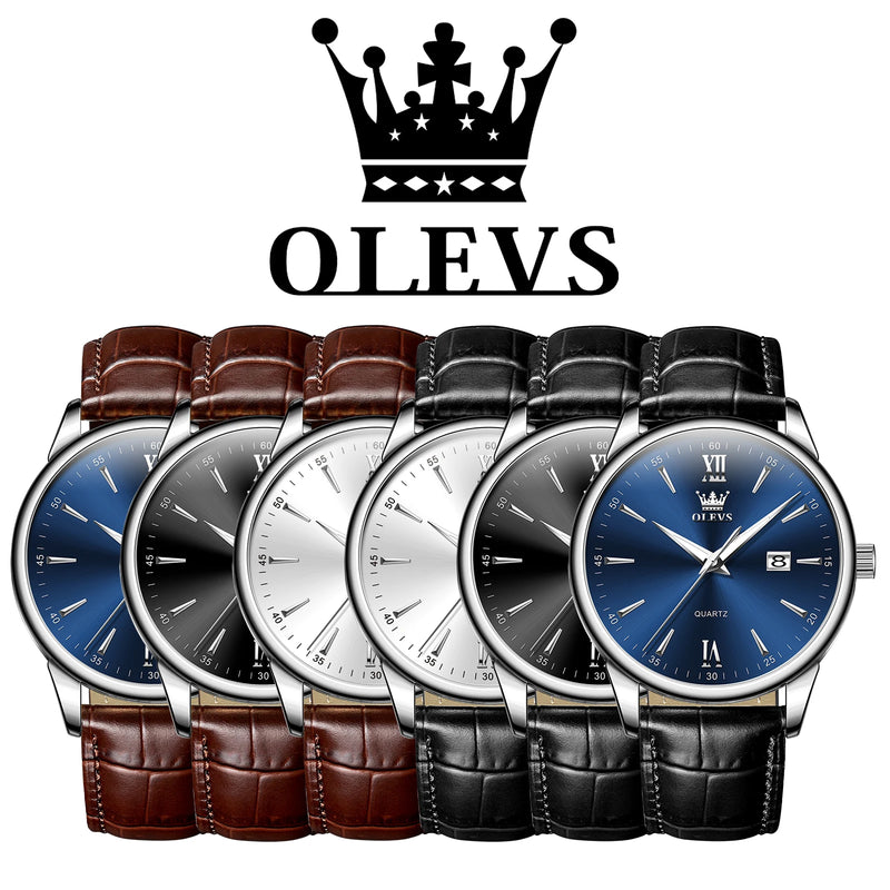 OLEVS Relógios Masculinos de Luxo Relógio de Couro de Alta Qualidade Quartzo Clássico Prova D'Água