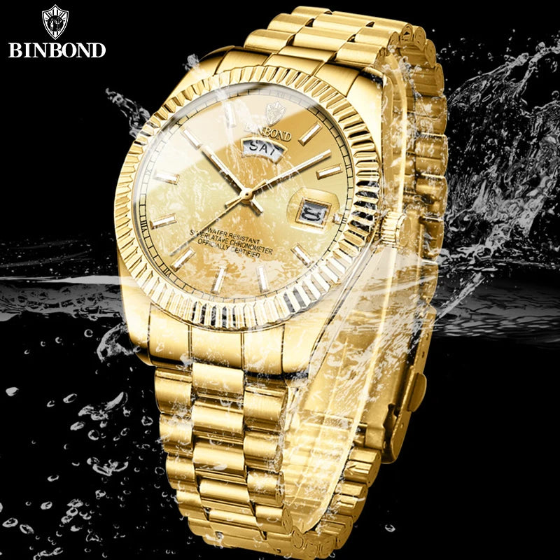 Relógio de quartzo esportivo masculino BINBOND à prova d'água luminoso Apex Pro