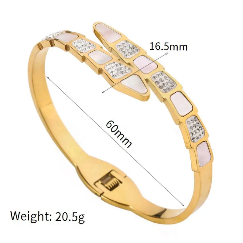 Pulseira De osso De Cobra Aço Inoxidável Aberta