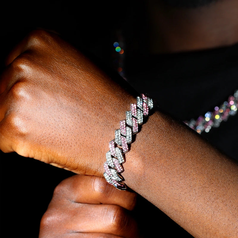Pulseiras De Corrente Cubana Robusta De Strass Brilhante
