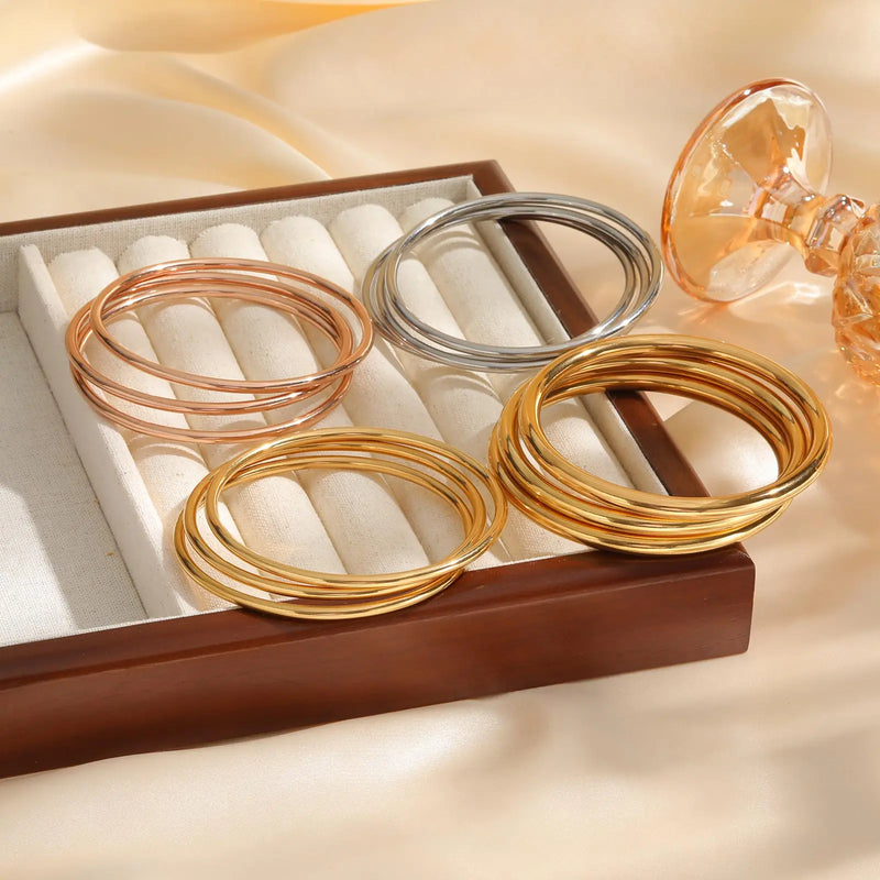 Pulseira De Punho Skylly  De Aço Inoxidável Dourada Para Mulheres