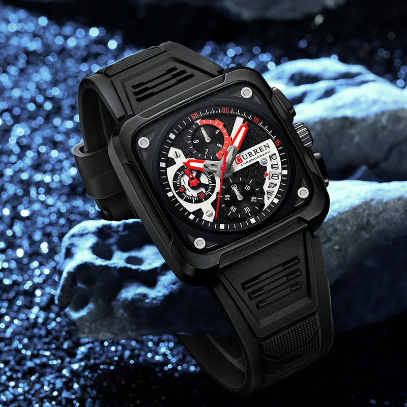 CURREN Marca Relógios Masculinos Luxo Quadrado Quartzo Relógio de Pulso Sienna Prime