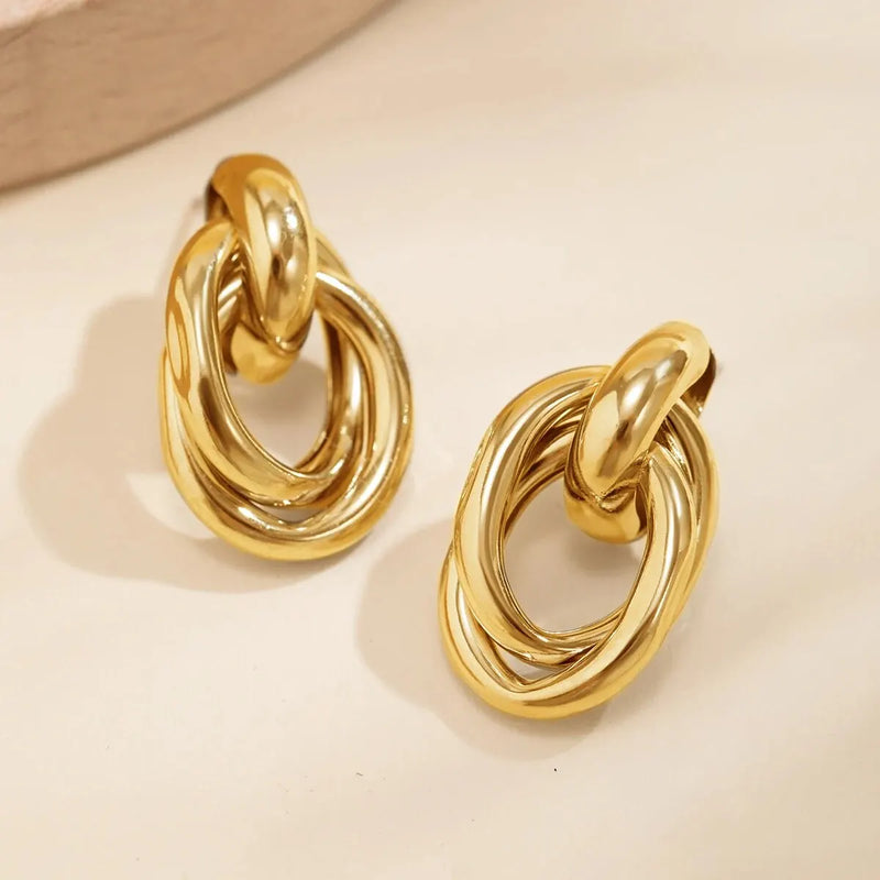 Brinco Circular Glamour Geométrico Irregular Para Mulheres