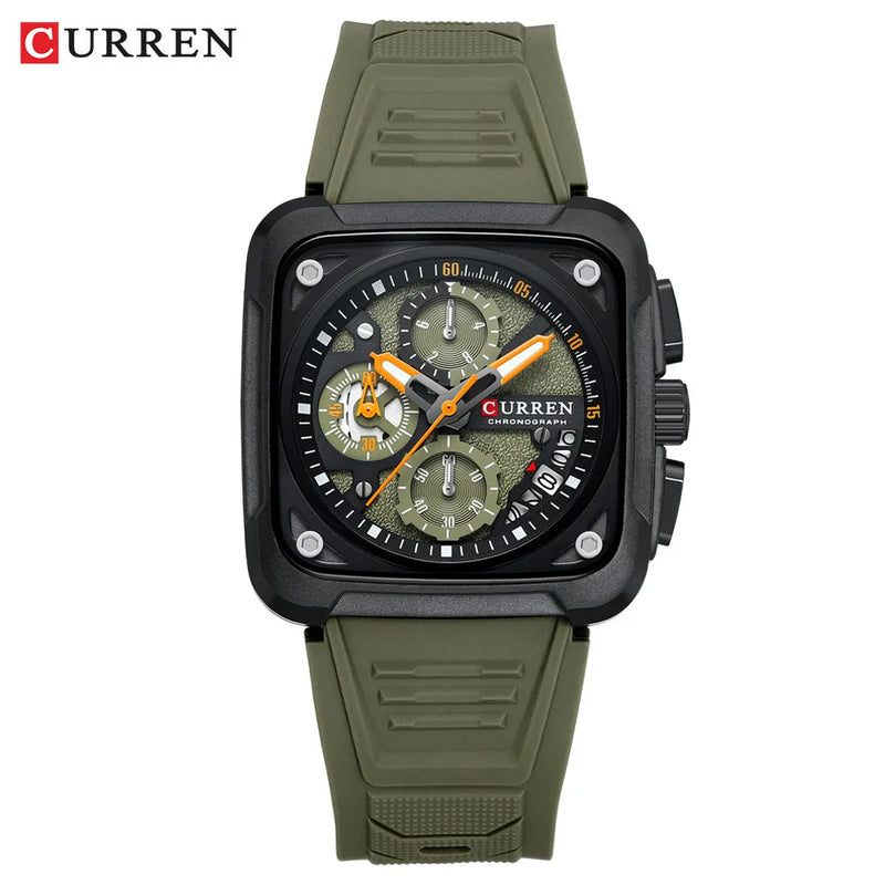 CURREN Marca Relógios Masculinos Luxo Quadrado Quartzo Relógio de Pulso Sienna Prime