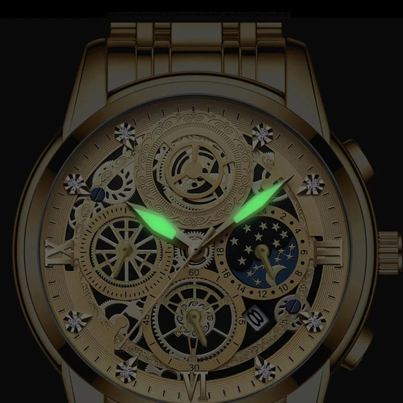 Relógios Masculino Elysium  Pulseira de Aço Inoxidável Mostrador de Luxo Luminoso